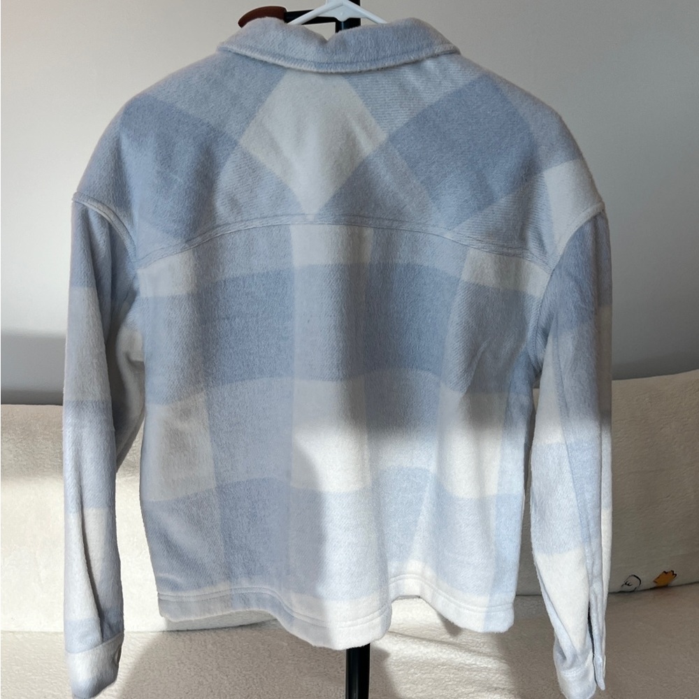 Calvin Klein Jeans Blue Plaid Button-Up Wool-Blend Overshirt - Size S/P - Picture 3 of 6